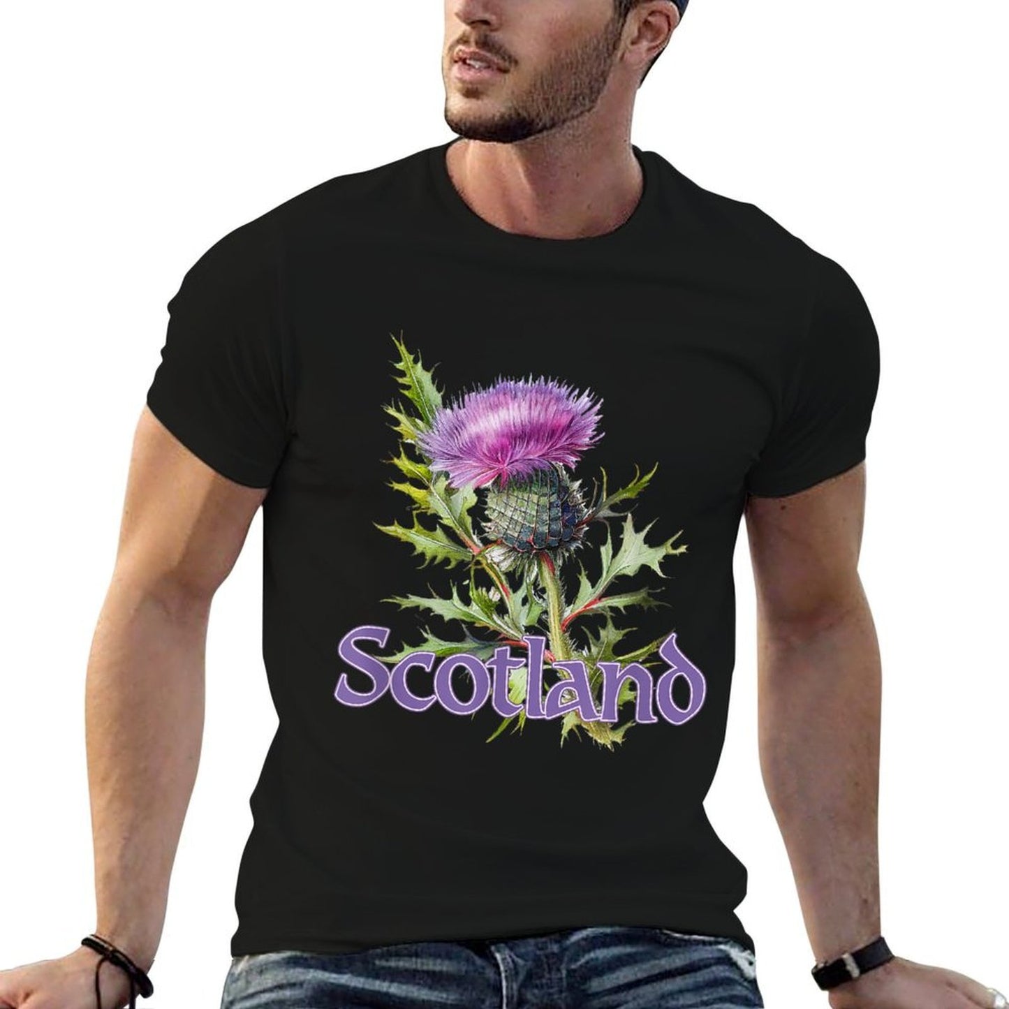 Scotland Watercolor Thistle  Eco-friendly Material T-Shirt