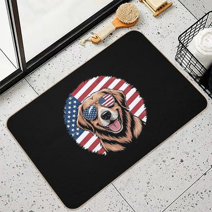 American Flag Golden Retriever USA Retro 4th Of July  Pet-Safe Bath Mat