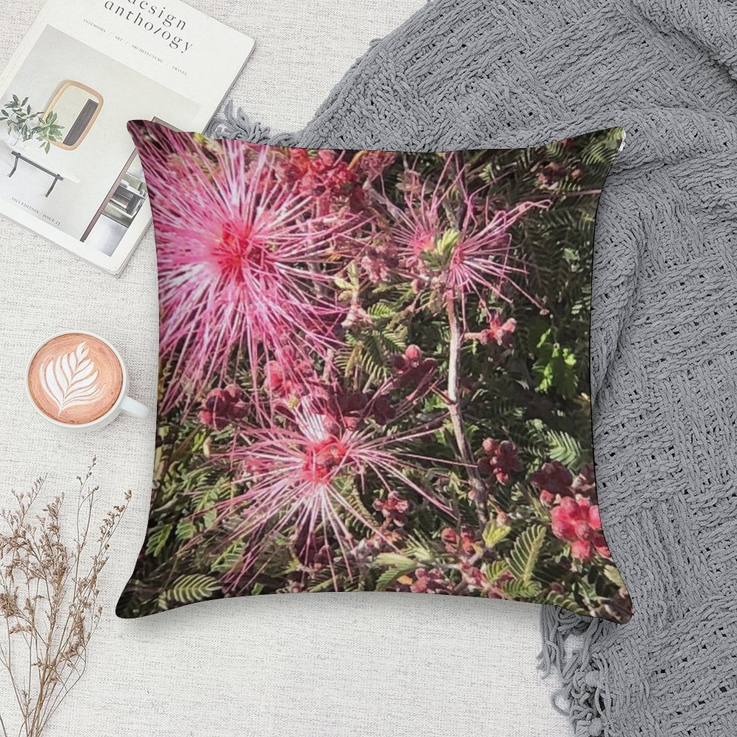 Desert Bush in Bloom Soft Ultra-Soft Texture Throw Pillow