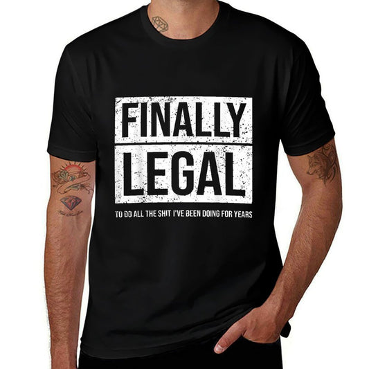 Finally Legal Funny 21st Birthday  Rolled Sleeves T-Shirt