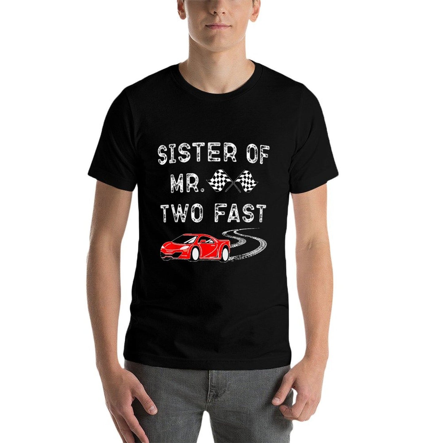 Boy 2nd Birthday Racer Sister Mr. Two Fast 2nd Race Car Bday  Soft T-Shirt