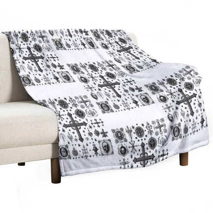 Wickedly Simple Unleash Dark Icons - Sinister Line Art for The Bold Sustainable Throw Blanket