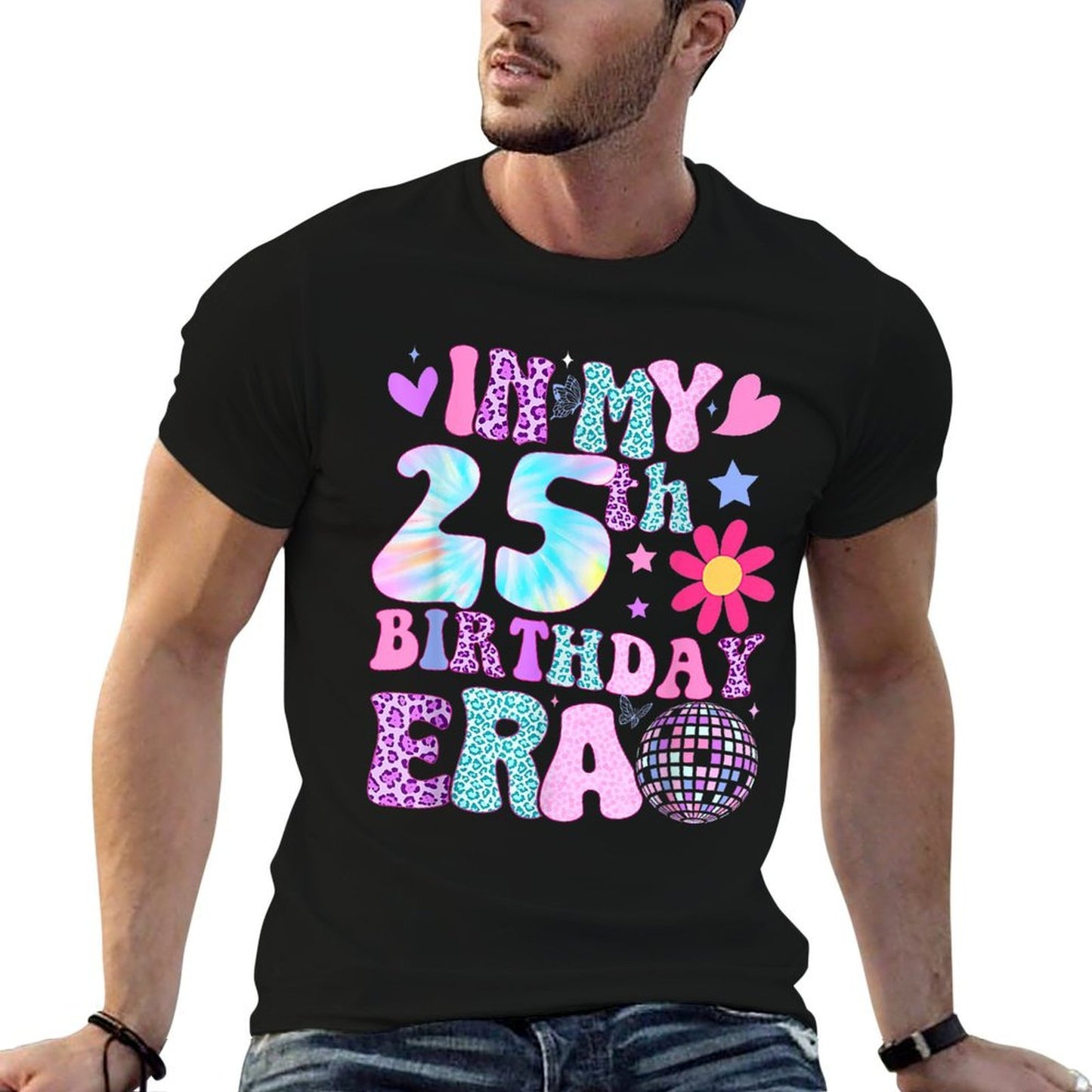 Groovy In My 25th Birthday Era Gifts Funny 25 Years Old  Cotton T-Shirt