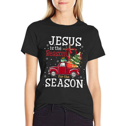 Jesus Is The Reason for The Season Christian Faith Christmas  Oversized Silhouette T-Shirt