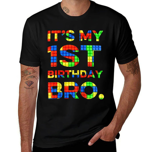 Kids Kids Cute 1st Birthday Shirt 1 Year Old Block Building Boys  Quick-drying T-Shirt