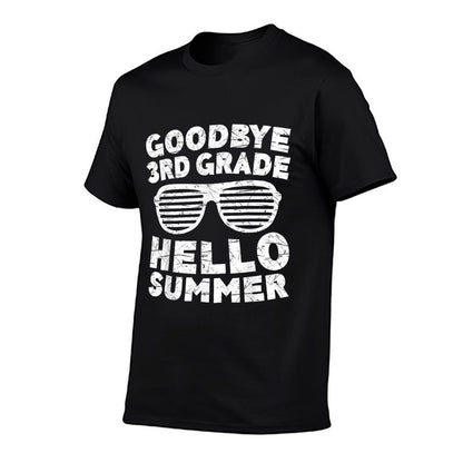 Goodbye 3rd Grade Hello Summer Third Grade Graduate  Ribbed Collar T-Shirt