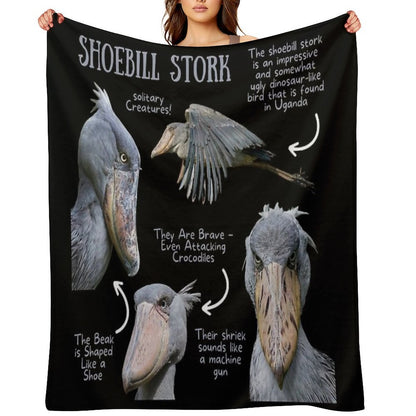 Shoebill Stork Fun Fact Versatility Throw Blanket