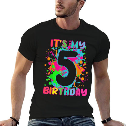 5th Birthday Paint Splashes T-shirt Kids, Girls, Boys 5 Year  Vintage-inspired T-Shirt