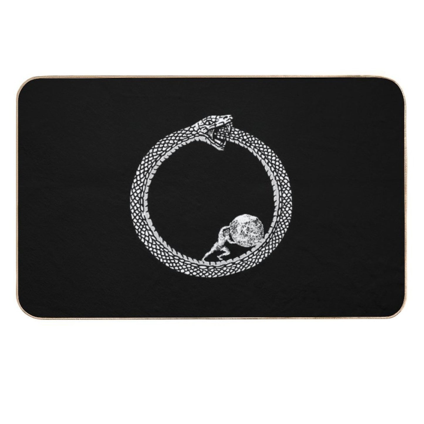 Sisyphus in An Ouroboros Snake - Unisex Philosophy T-Shirt For Existentialists  Absorbent Bath Mat