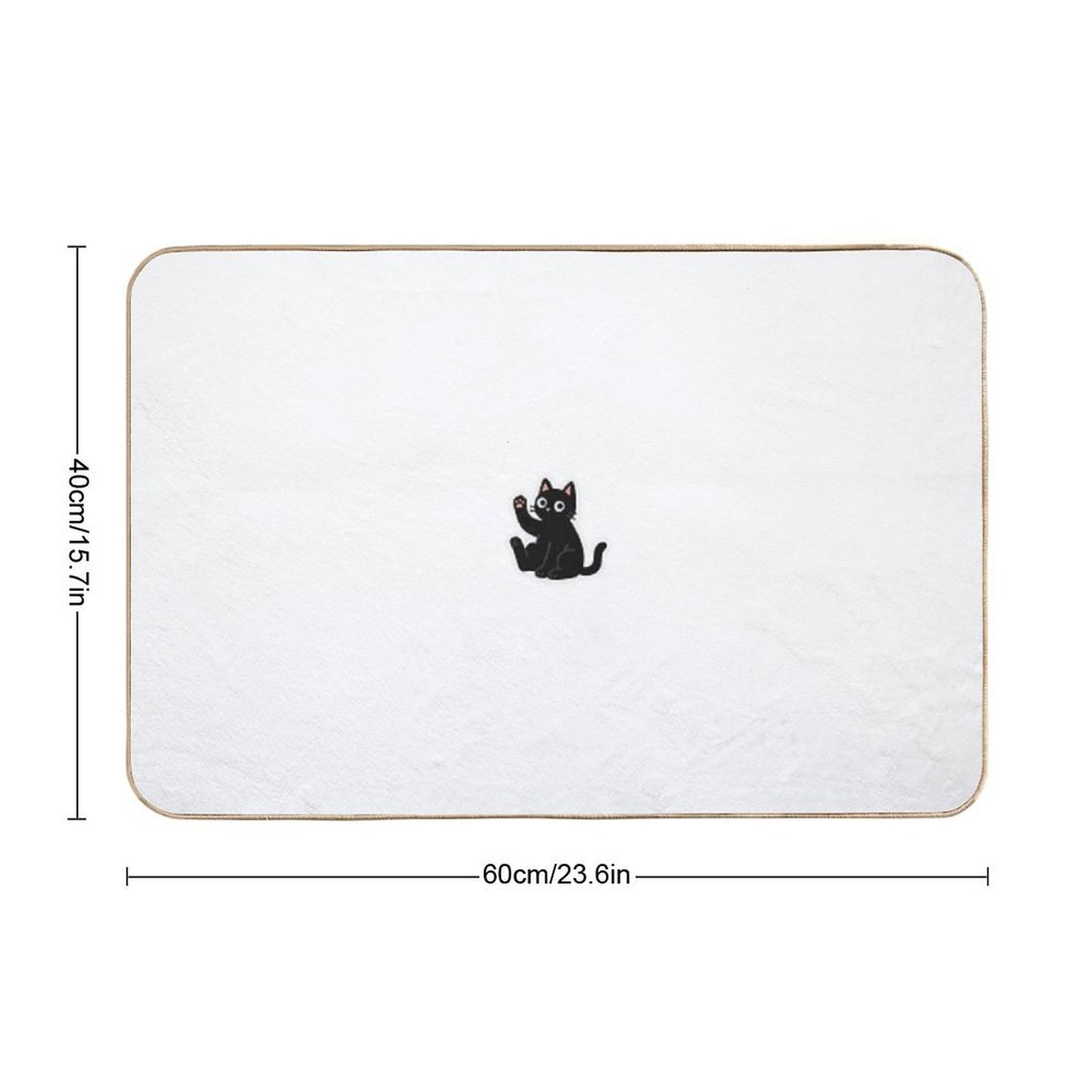 Waving Black Cat – Friendly Paw Sticker  Pet-Safe Bath Mat