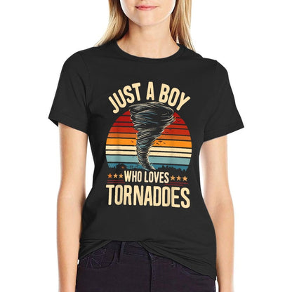 Just A Boy Who Loves Tornadoes Storm Chaser Meteorology  Graphic-printed T-Shirt