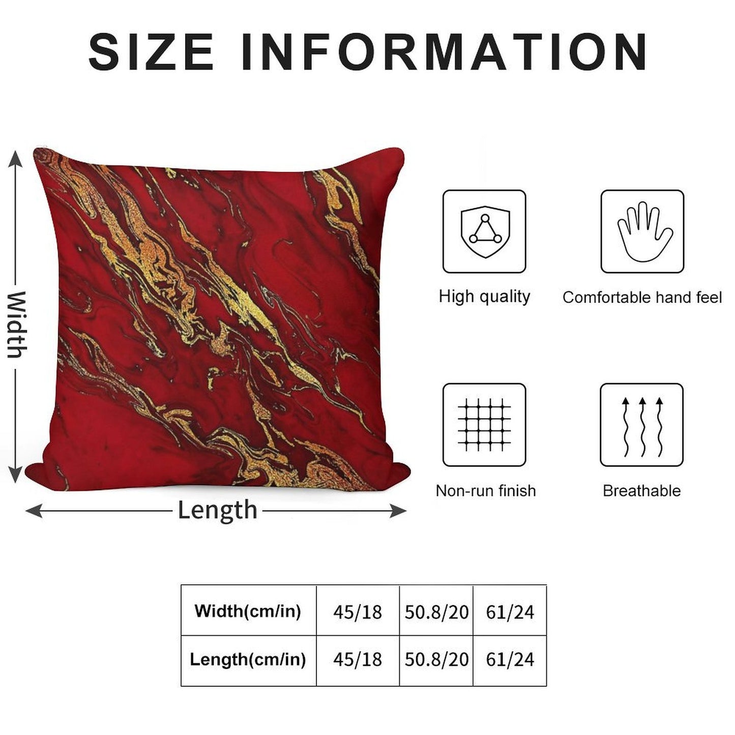 Faux Fire Red And Gold Marble Soft Ultra-Soft Texture Throw Pillow