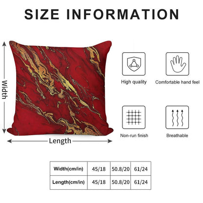 Faux Fire Red And Gold Marble Soft Ultra-Soft Texture Throw Pillow