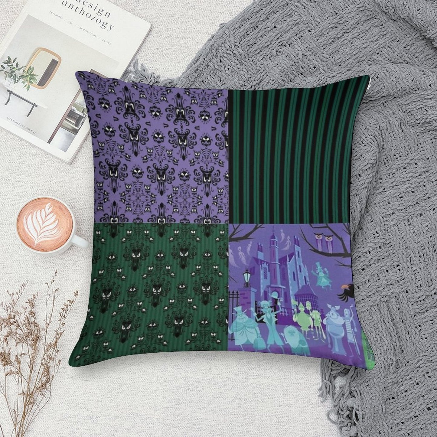 Haunted Mansion Pattern Soft Bedroom Essential Throw Pillow