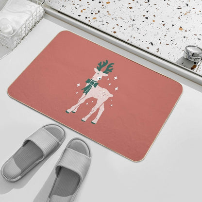 Reindeer with A Bow Christmas Design  Anti-Trip Bath Mat