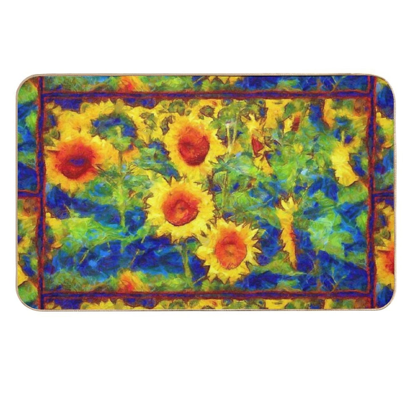 Sunflowers Dance in A Field - Girasole  Easy Maintenance Bath Mat