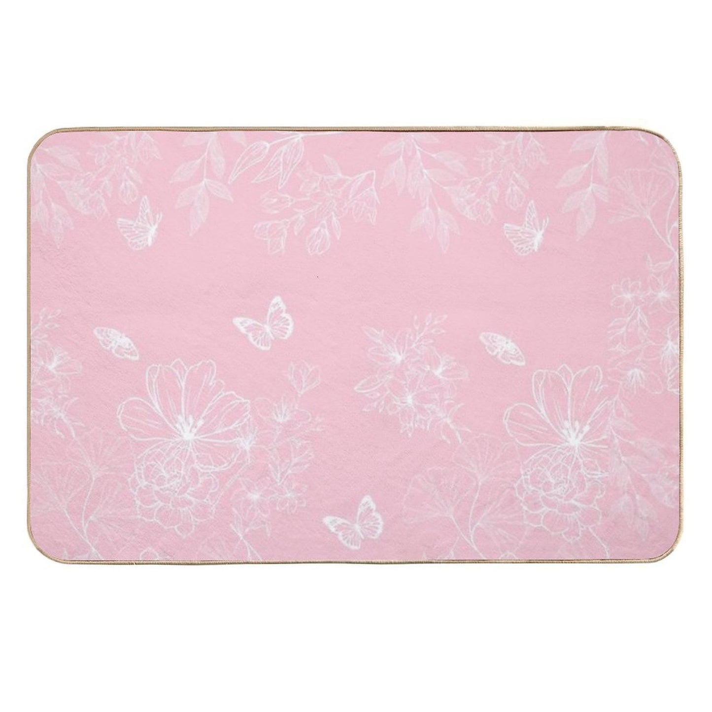 Pink Flowers Pattern, Floral, Pattern, Minimalist, Modern  Long-Lasting Bath Mat