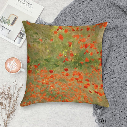 Monet Poppy Field Poppies Only Version Soft Anti-Pilling Throw Pillow