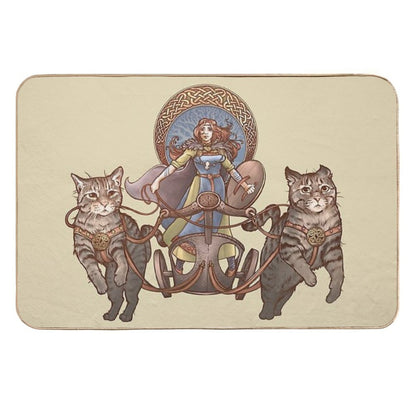 Freya Driving Her Cat Chariot  Odorless Bath Mat