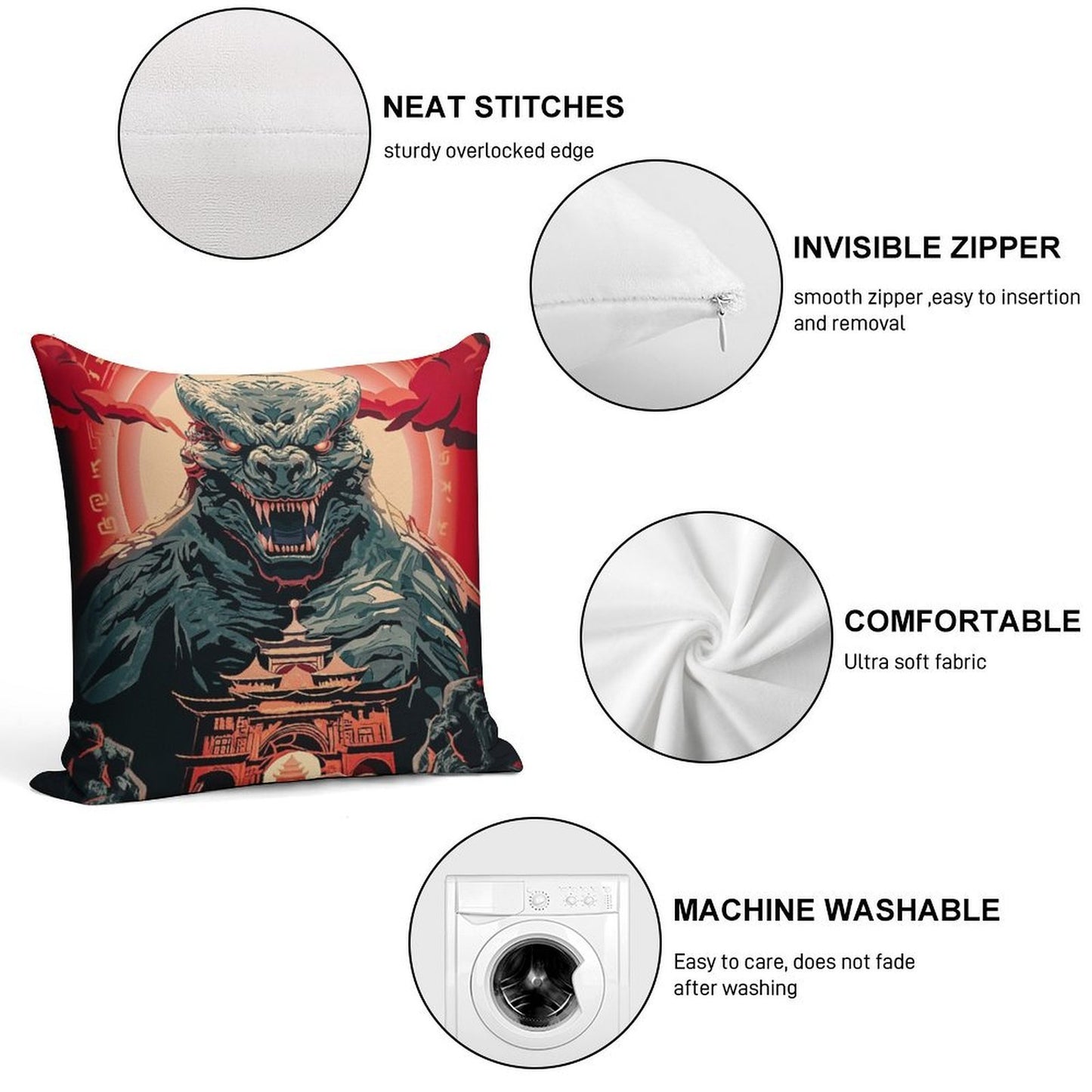 GODZILLA Soft Reinforced Edging Throw Pillow