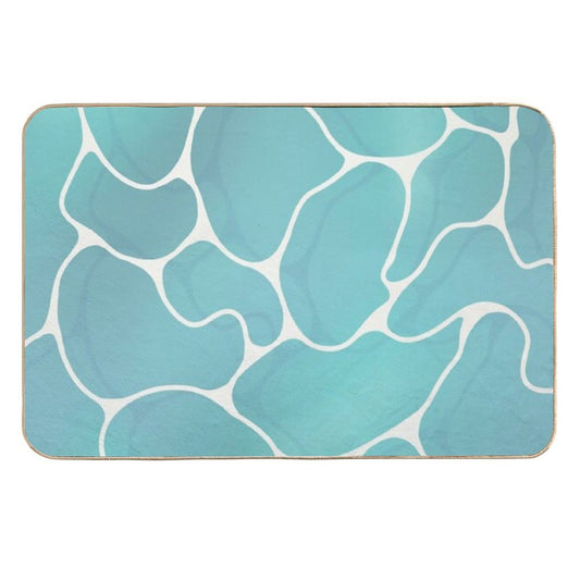 Blue Water Ocean Illustration  Fade-Resistant Bath Mat