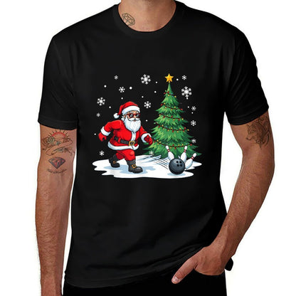 Merry Christmas Santa Playing Bowling Sport Lovers  Versatile T-Shirt