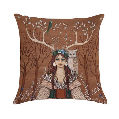 Wood Witch Soft Hidden Zipper Throw Pillow