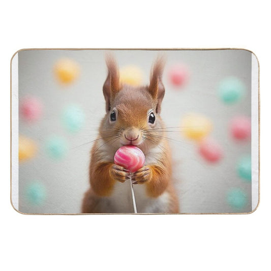 Squirrel with Lollipop  High-Traffic Bath Mat
