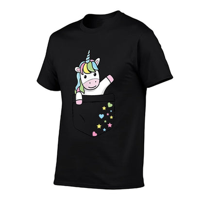 Cute Unicorn in My Pocket Colorful Pastel Magical Stars Gift  Graphic-printed T-Shirt