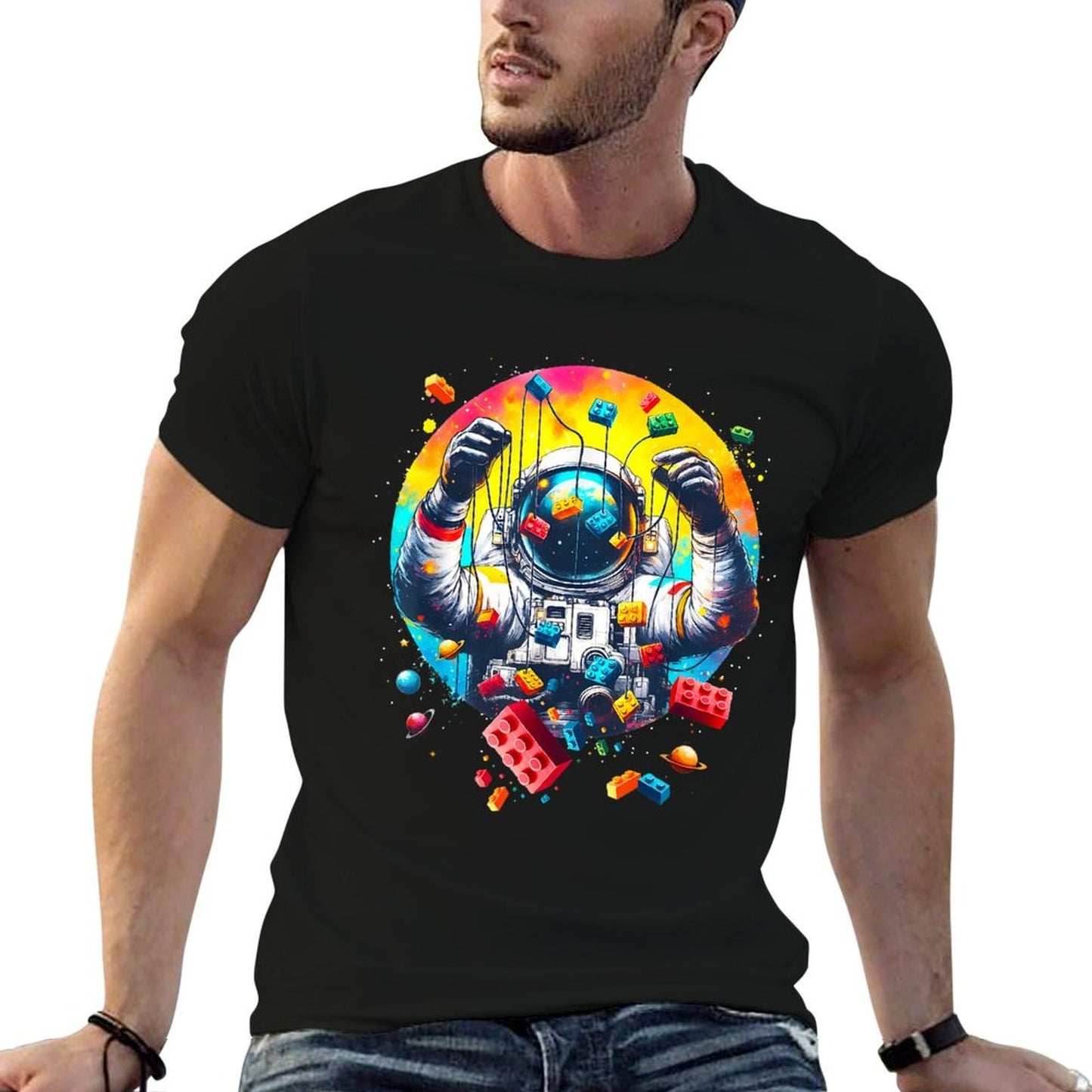 Space Astronaut Master Builder Funny Building Blocks And Stones  Breathable T-Shirt