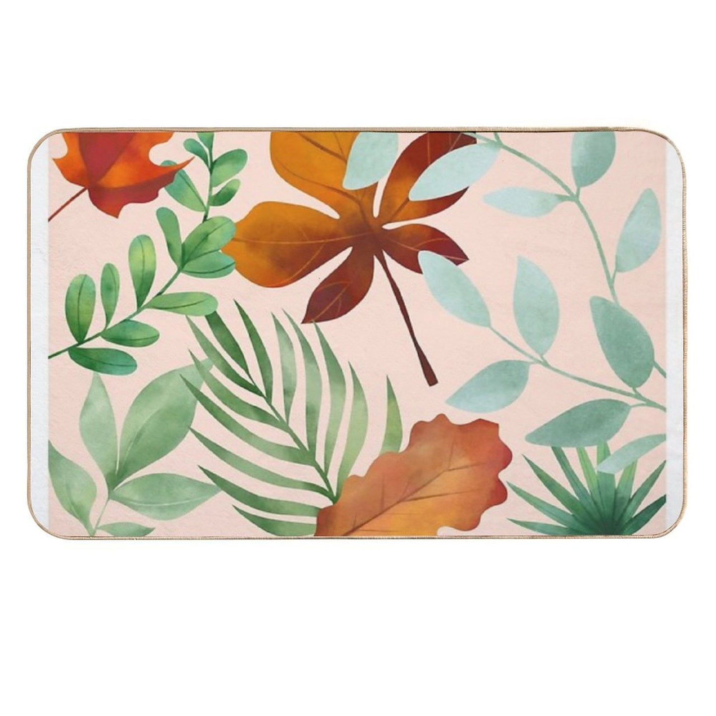 Wild Tropical Hawaiian Leaves And Flowers Pattern  Repositionable Bath Mat