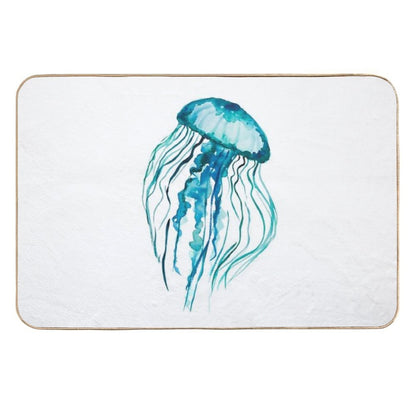 Watercolor Jellyfish  Rapid-Drying Bath Mat