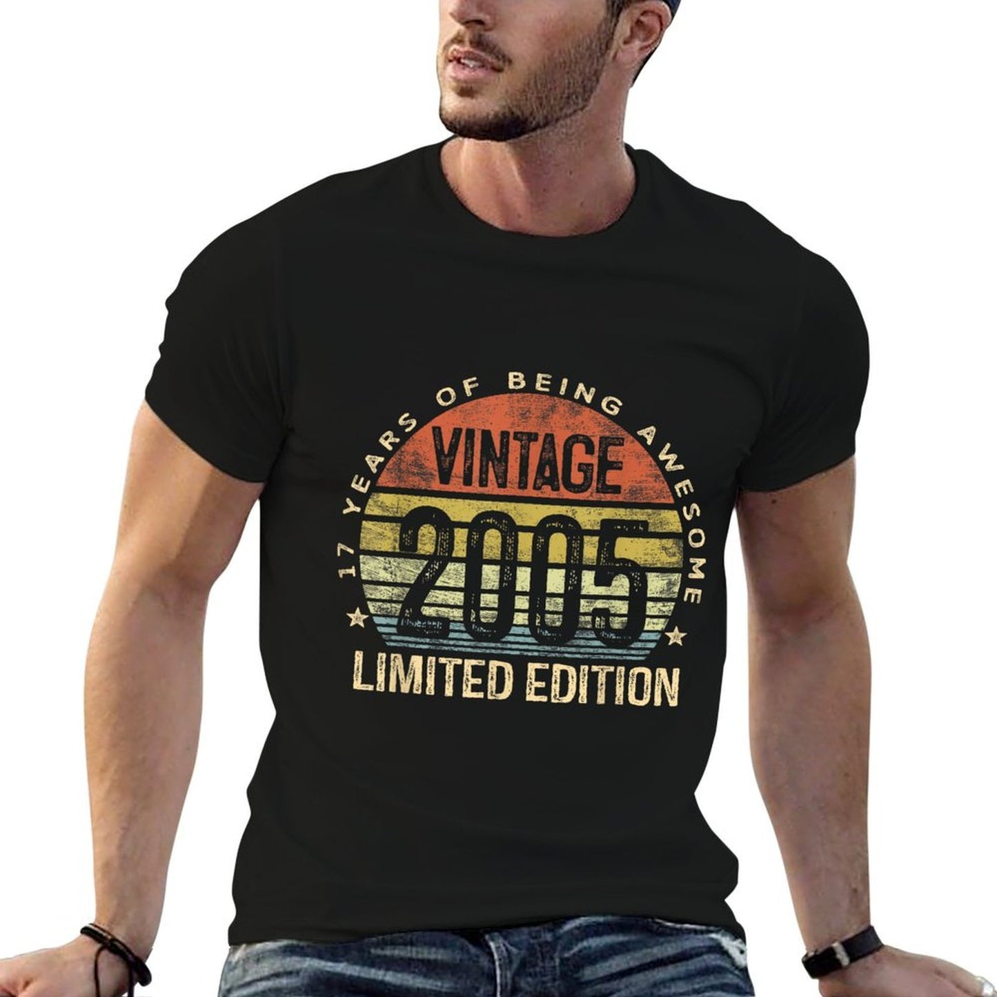 17 Year Old Gifts Vintage 2005 Limited Edition 17th Birthday  Oversized Silhouette T-Shirt