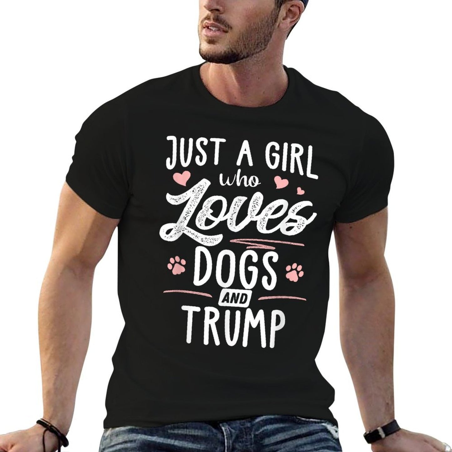 Just A Girl Who Loves Dogs And Trump Gift Dog Lover  Slim-fit Cut T-Shirt