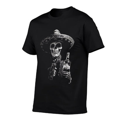 Vintage Skeleton Tequila Mexico Dia De Los Muertos Mexican  Oversized Silhouette T-Shirt