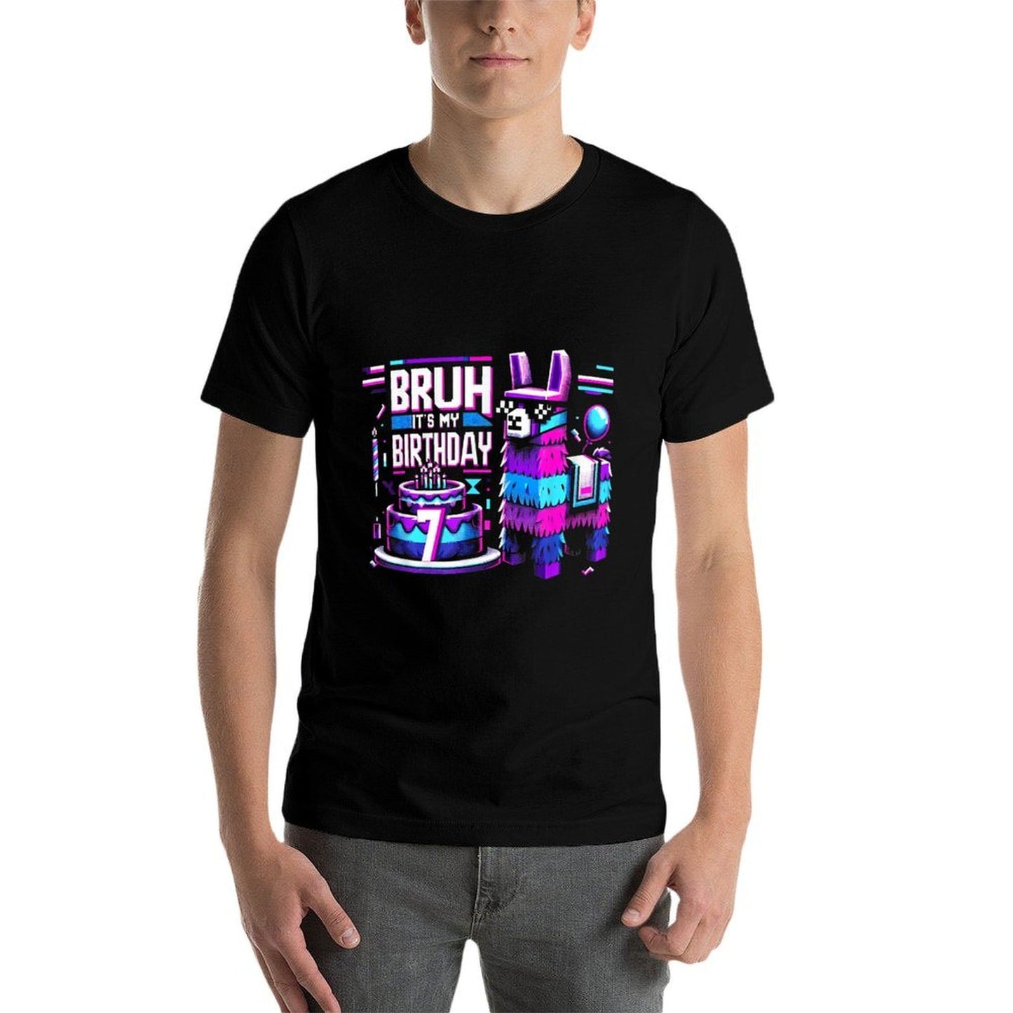 Bruh Its My 7th Birthday Llama Pinata Boy Girl Party Bday  Quick-drying T-Shirt