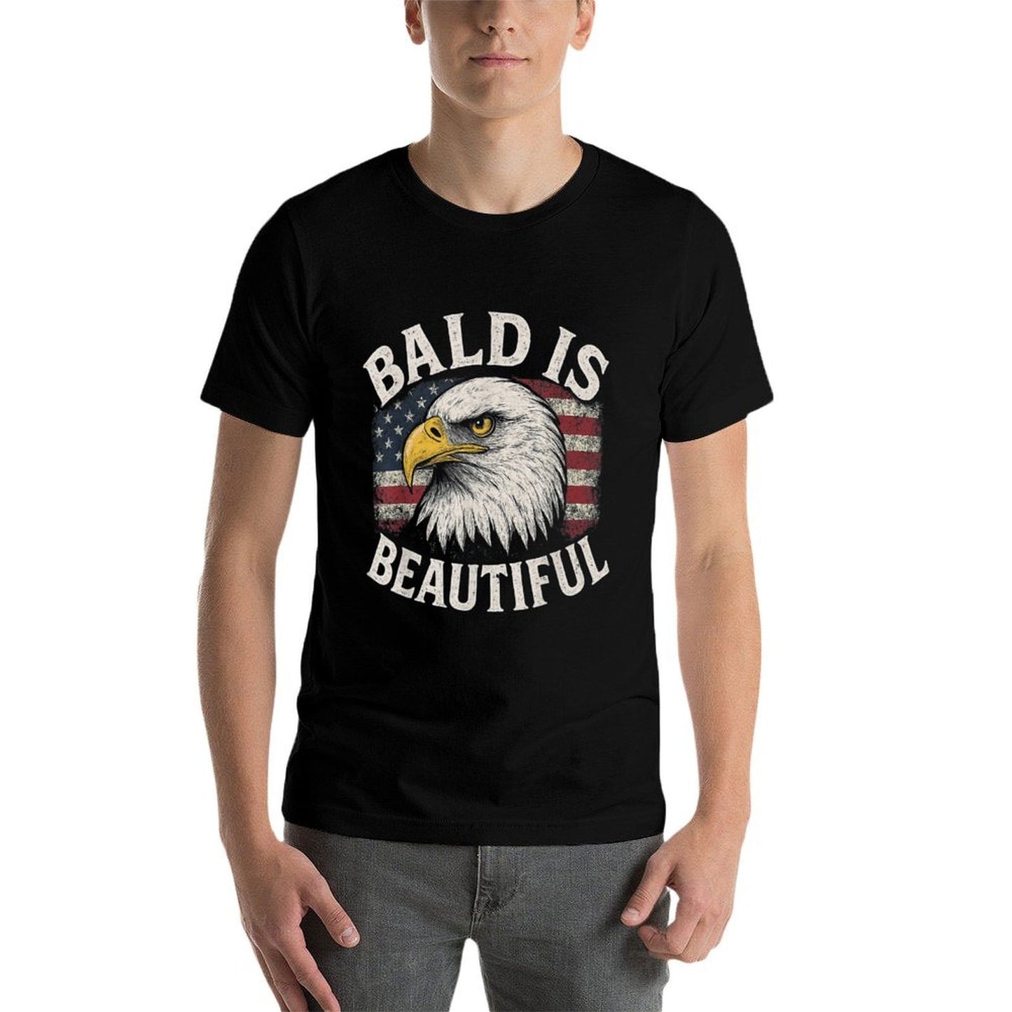 Bald Is Beautiful 4th of July American USA Bald Eagle  Lightweight T-Shirt