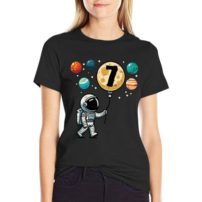 Kids 7th Birthday Astronaut Planets 7 Year Old Bday Boys Kids  Eco-friendly Material T-Shirt