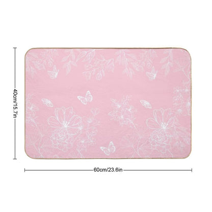 Pink Flowers Pattern, Floral, Pattern, Minimalist, Modern  Long-Lasting Bath Mat