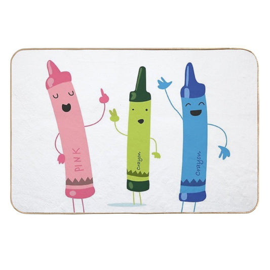 Cute Funny Cartoon Crayon Characters  Eco-Friendly Bath Mat