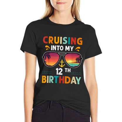 Cruising Into My 12th Birthday 12 Years Old Cruise Birthday  Eco-friendly Material T-Shirt