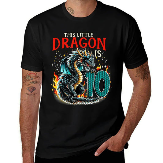 Turning 10 Year Old Birthday Boy Dragon 10th Bday Girl  Wrinkle-resistant T-Shirt