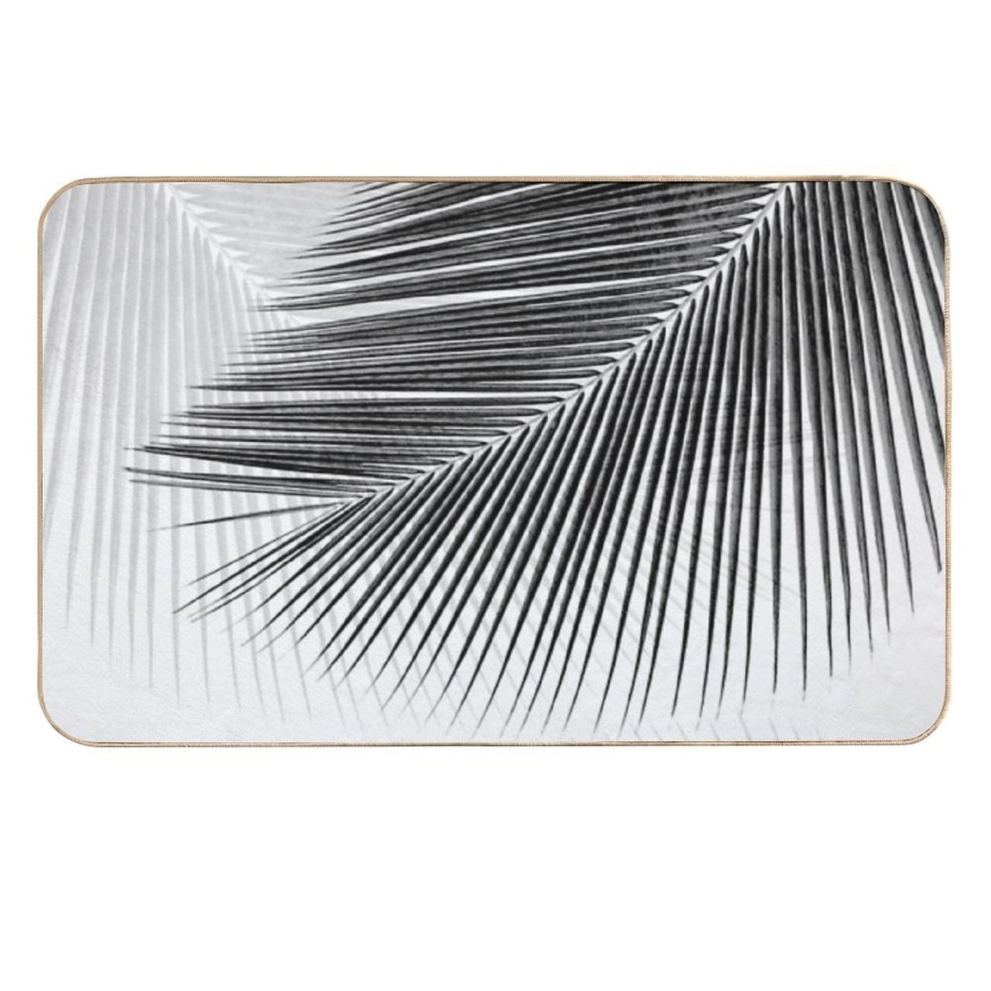 Palm Leaf Synchronicity - Bw  Repositionable Bath Mat