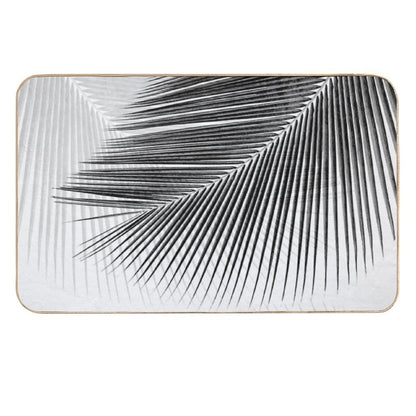 Palm Leaf Synchronicity - Bw  Repositionable Bath Mat