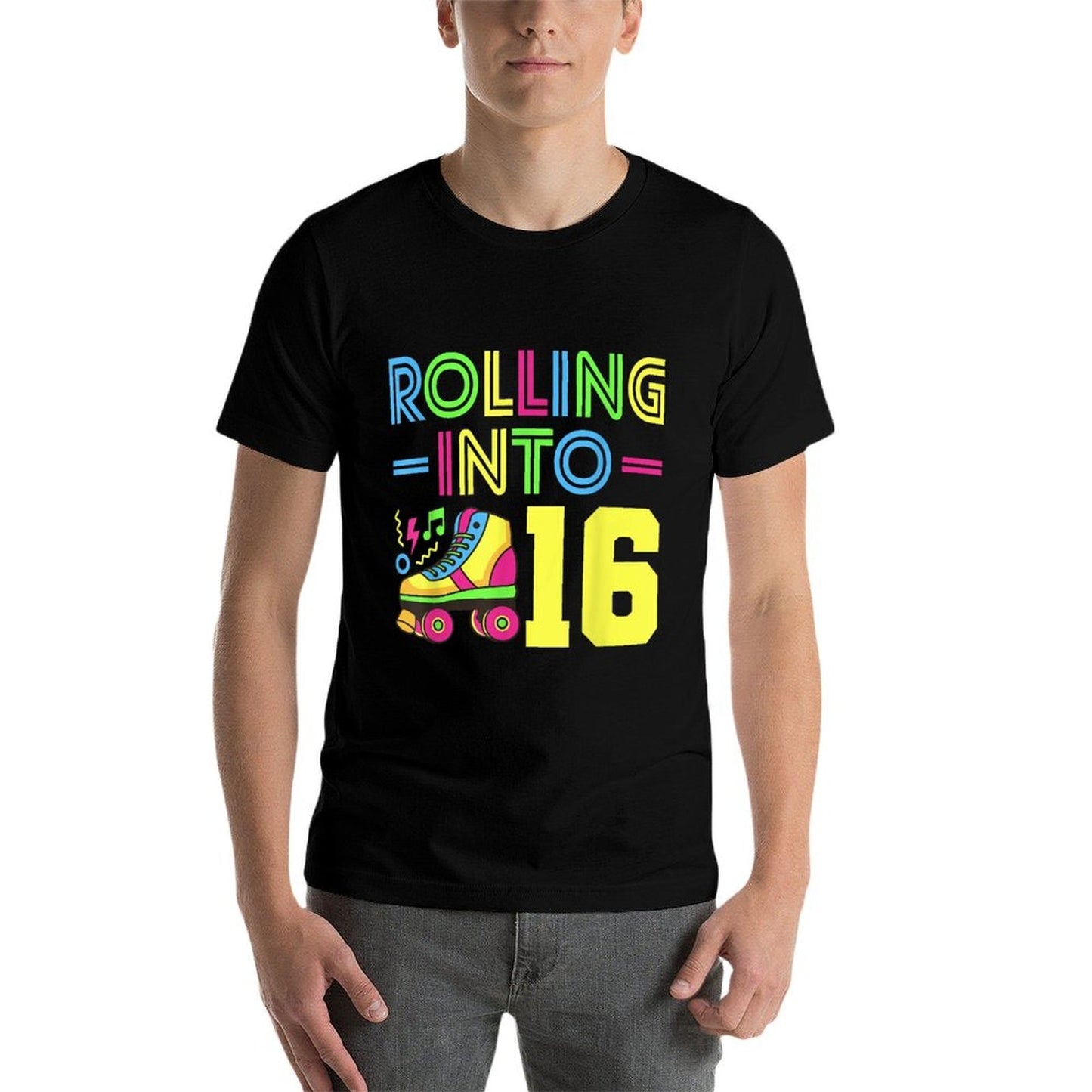 Rolling Into 16 Year Old 80's Outfitn Girl 16th Birthday  Polyester Blend T-Shirt
