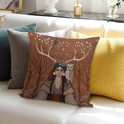 Wood Witch Soft Hidden Zipper Throw Pillow