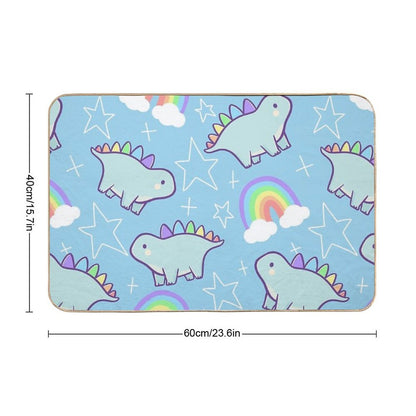 Rainbow Dino  Easy Maintenance Bath Mat
