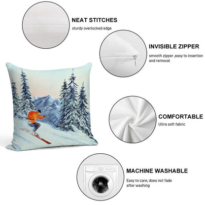 Skiing - The Clear Leader Soft Washable Throw Pillow