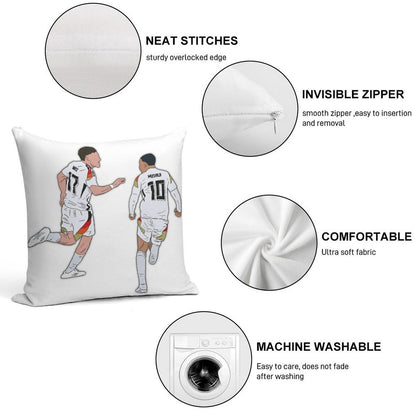 Florian Wirtz & Jamal Musiala Germany Celebration Soft Gift Ready Throw Pillow