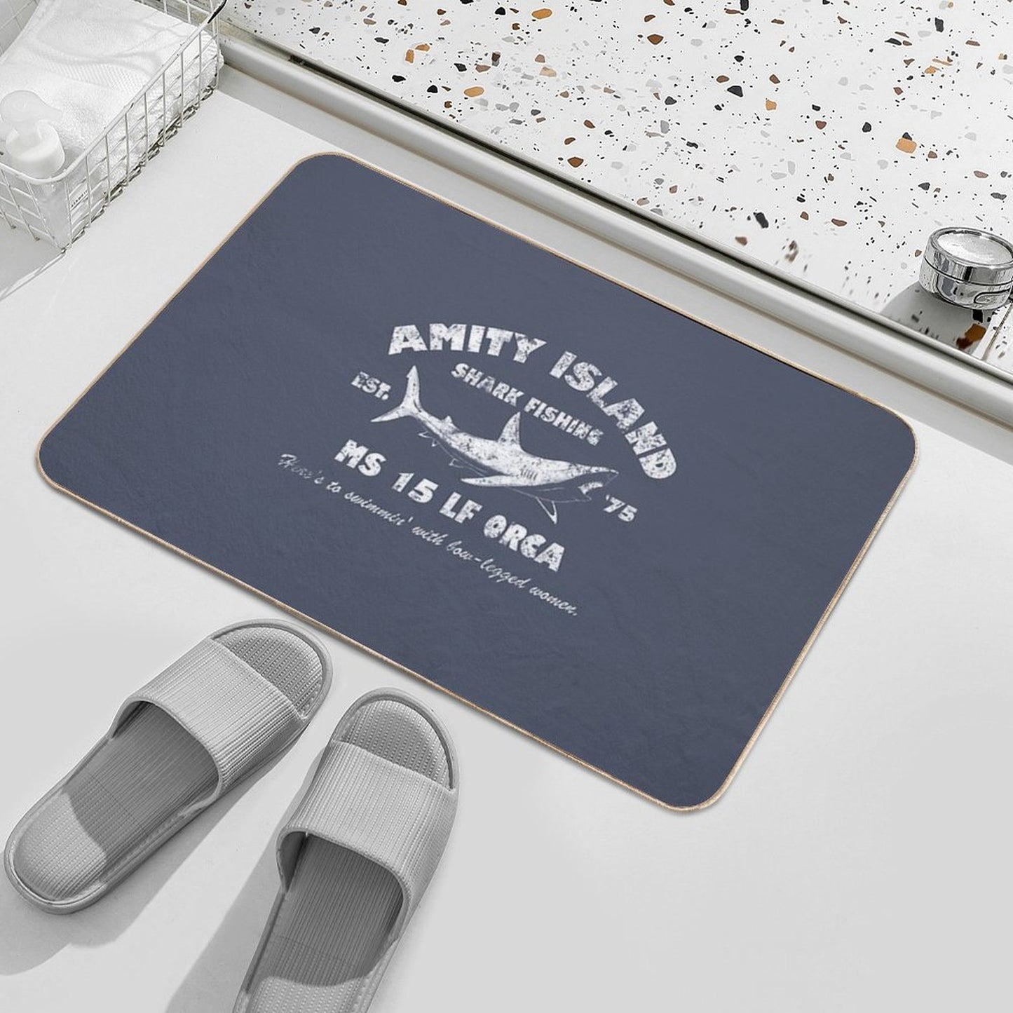 Amity Island Shark Fishing Est - 1975  Pet-Safe Bath Mat